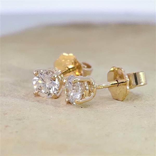 Diamant Ohrstecker 750 Gold - Gelbgold, 4 Krappen, 0,80 ct - 2 Brillanten IF/F - Luxus Ohrschmuck Damen