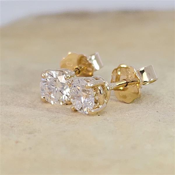 Luxus Diamant Ohrstecker 750 Gold (IF/F) - Gelbgold, 4 Krappen, 1,05 ct - lupenrein, echter Brillantschmuck