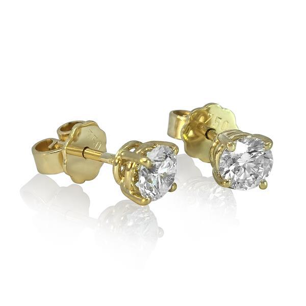 Luxus Diamant Ohrstecker 750 Gold (IF/F) - Gelbgold, 4 Krappen, 1,05 ct - lupenrein, echter Brillantschmuck