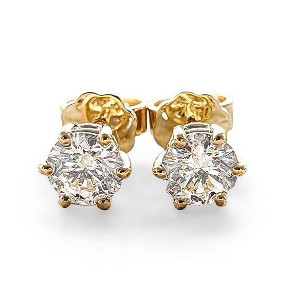 Brillant Diamant Ohrstecker 750 Gelbgold 18 Karat Gold 1,05 Karat G/VS