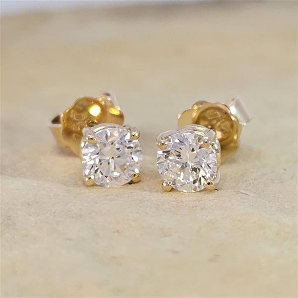Luxus Diamant Ohrstecker 750 Gold (IF/F) - Gelbgold, 4 Krappen, 1,05 ct - lupenrein, echter Brillantschmuck
