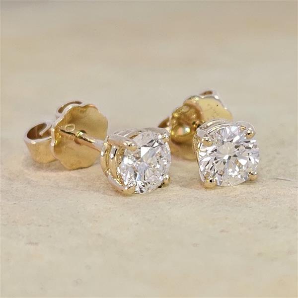 Luxus Diamant Ohrstecker 750 Gold (IF/F) - Gelbgold, 4 Krappen, 1,05 ct - lupenrein, echter Brillantschmuck