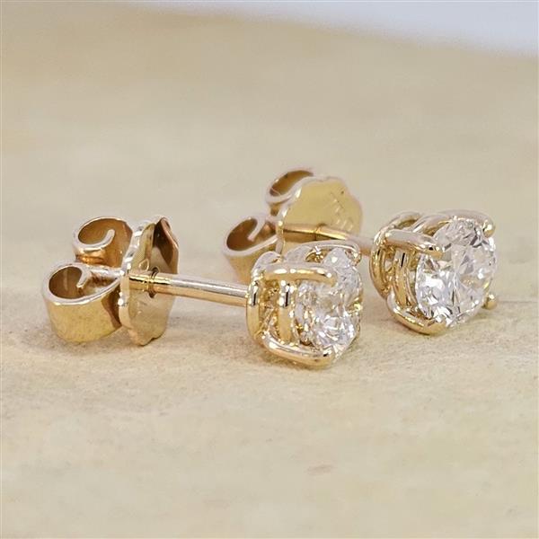 Luxus Diamant Ohrstecker 750 Gold (IF/F) - Gelbgold, 4 Krappen, 1,05 ct - lupenrein, echter Brillantschmuck