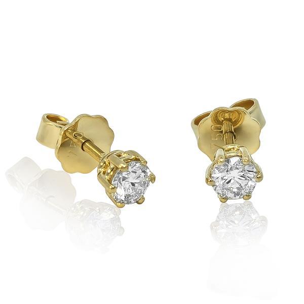 Diamant Ohrstecker 750 Gold - Gelbgold, 6 Krappen, 0,50 ct - 2 Brillanten IF/F - Luxus Ohrschmuck Damen