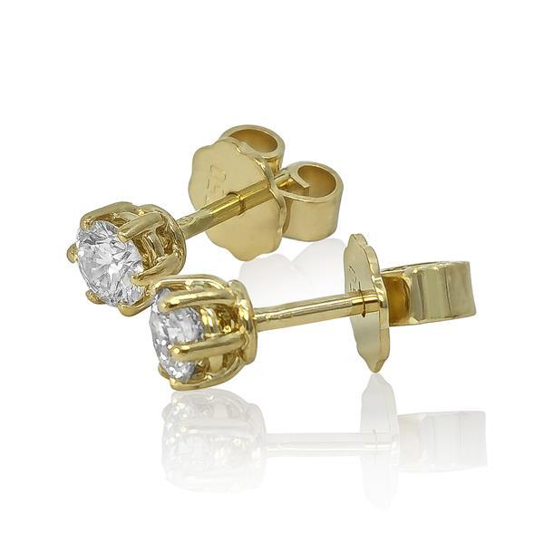 Diamant Ohrstecker 750 Gold - Gelbgold, 6 Krappen, 0,50 ct - 2 Brillanten IF/F - Luxus Ohrschmuck Damen
