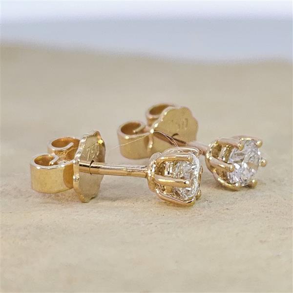 Diamant Ohrstecker 750 Gold - Gelbgold, 6 Krappen, 0,50 ct - 2 Brillanten IF/F - Luxus Ohrschmuck Damen