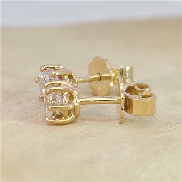 Diamant Ohrstecker 750 Gold - Gelbgold, 6 Krappen, 0,70 ct - 2 Brillanten IF/F - Luxus Ohrschmuck Damen