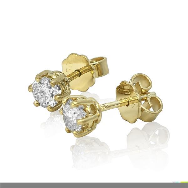 Diamant Ohrstecker 750 Gold - Gelbgold, 6 Krappen, 0,70 ct - 2 Brillanten IF/F - Luxus Ohrschmuck Damen