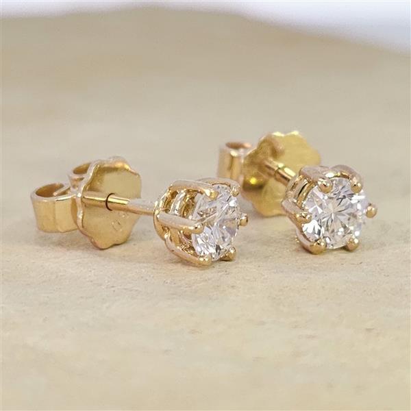 Diamant Ohrstecker 750 Gold - Gelbgold, 6 Krappen, 0,70 ct - 2 Brillanten IF/F - Luxus Ohrschmuck Damen