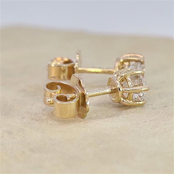Diamant Ohrstecker 750 Gold - Gelbgold, 6 Krappen, 0,70 ct - 2 Brillanten IF/F - Luxus Ohrschmuck Damen