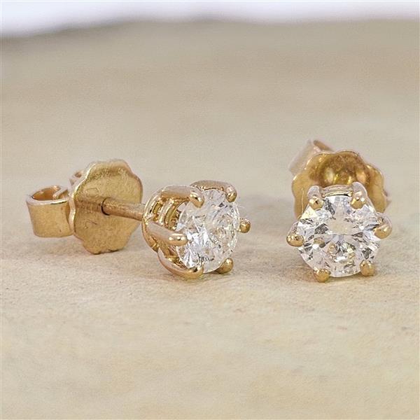 Diamant Ohrstecker 750 Gold - Gelbgold, 6 Krappen, 0,80 ct - 2 Brillanten IF/F - Luxus Ohrschmuck Damen