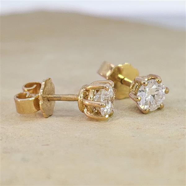 Diamant Ohrstecker 750 Gold - Gelbgold, 6 Krappen, 0,80 ct - 2 Brillanten IF/F - Luxus Ohrschmuck Damen