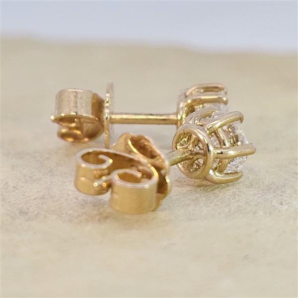 Diamant Ohrstecker 750 Gold - Gelbgold, 6 Krappen, 0,80 ct - 2 Brillanten IF/F - Luxus Ohrschmuck Damen