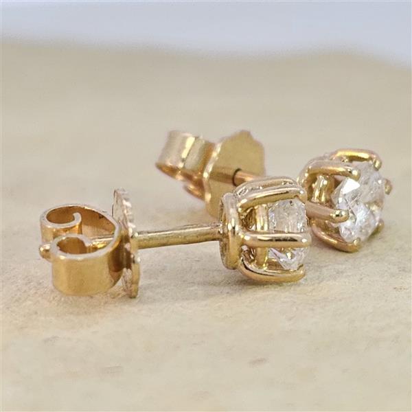 Brillant Diamant Ohrstecker Paar 750/- Gelbgold 18 Karat Gold 0,80 Karat G/VS