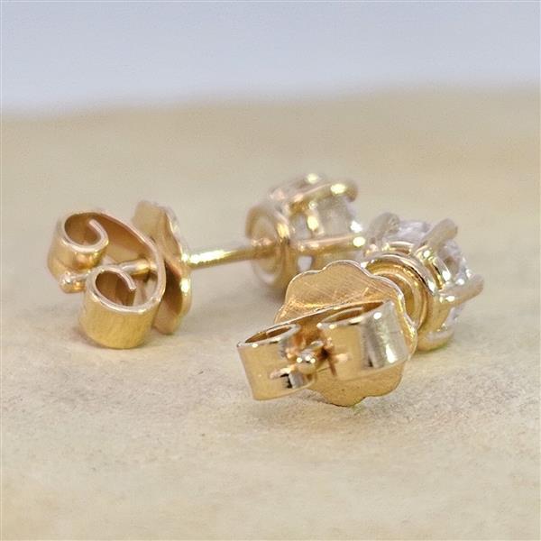 Diamant Ohrstecker 750 Gold - Gelbgold, 6 Krappen, 1,02 ct - 2 Brillanten IF/F - Luxus Ohrschmuck Damen