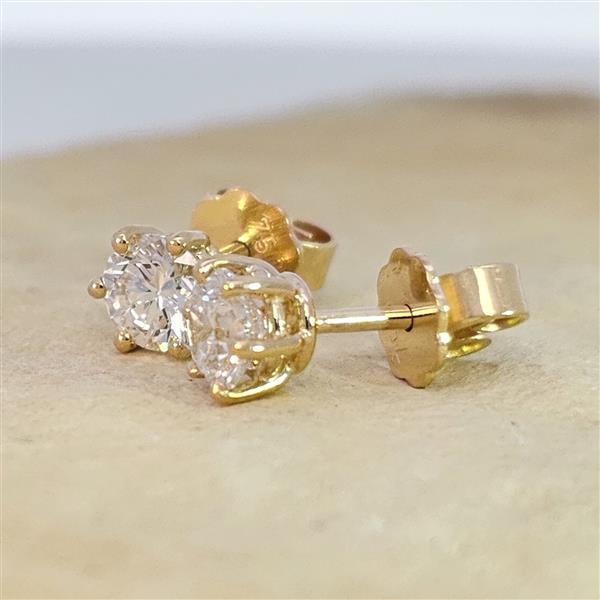 Diamant Ohrstecker 750 Gold - Gelbgold, 6 Krappen, 1,02 ct - 2 Brillanten IF/F - Luxus Ohrschmuck Damen