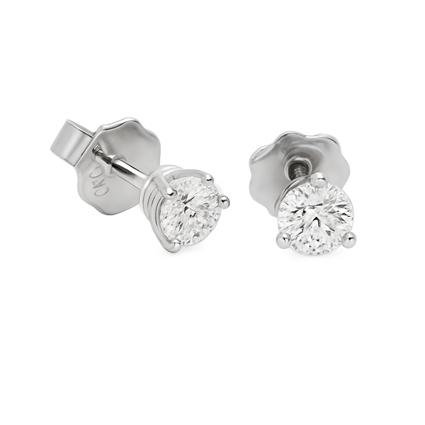 Luxus Diamant Ohrstecker 750 Gold (IF/F) - Weißgold, 3 Krappen, 0,51 ct - lupenrein, echter Brillantschmuck