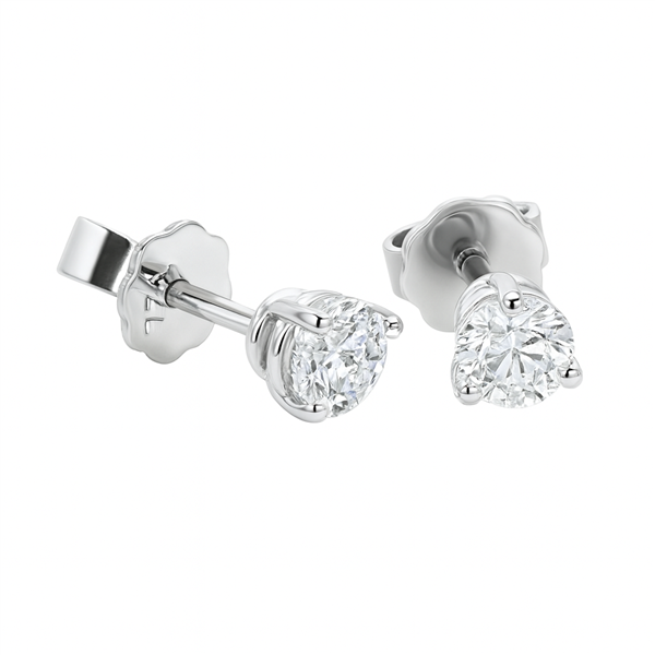 Luxus Diamant Ohrstecker 750 Gold (IF/F) - Weißgold, 3 Krappen, 0,51 ct - lupenrein, echter Brillantschmuck