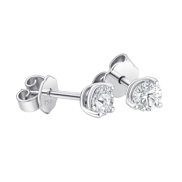 Luxus Diamant Ohrstecker 750 Gold (IF/F) - Weißgold, 3 Krappen, 0,60 ct - lupenrein, echter Brillantschmuck