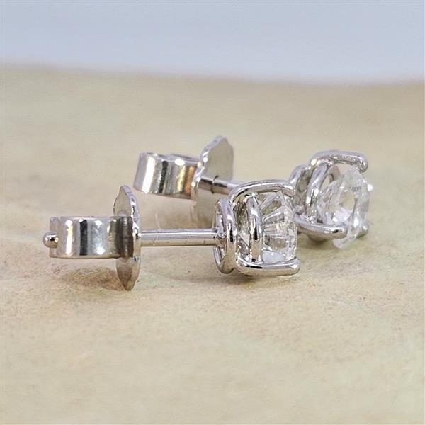 Luxus Diamant Ohrstecker 750 Gold (IF/F) - Weißgold, 3 Krappen, 1,02 ct - lupenrein, echter Brillantschmuck