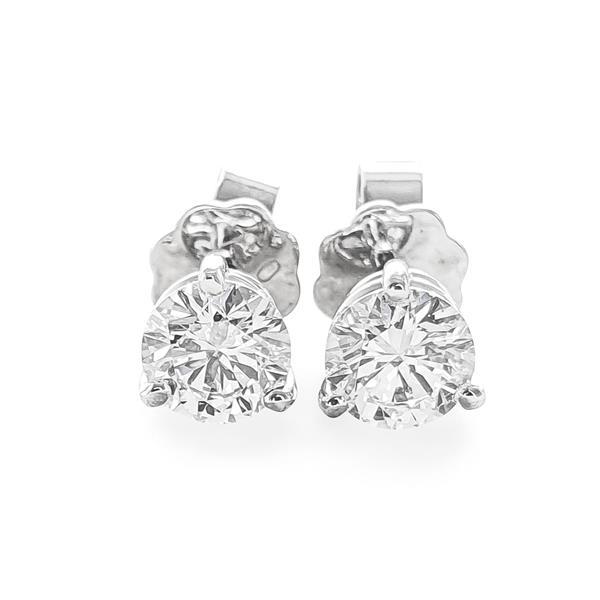 Luxus Diamant Ohrstecker 750 Gold (IF/F) - Weißgold, 3 Krappen, 1,02 ct - lupenrein, echter Brillantschmuck