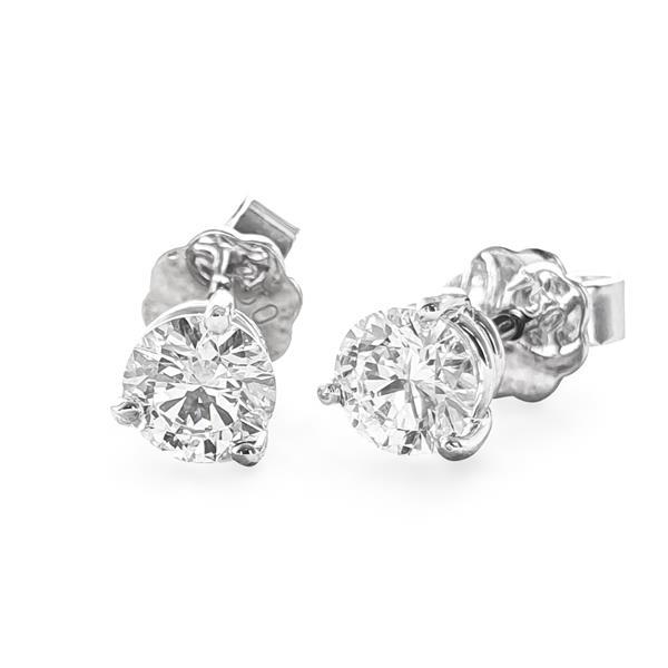 Luxus Diamant Ohrstecker 750 Gold (IF/F) - Weißgold, 3 Krappen, 1,02 ct - lupenrein, echter Brillantschmuck