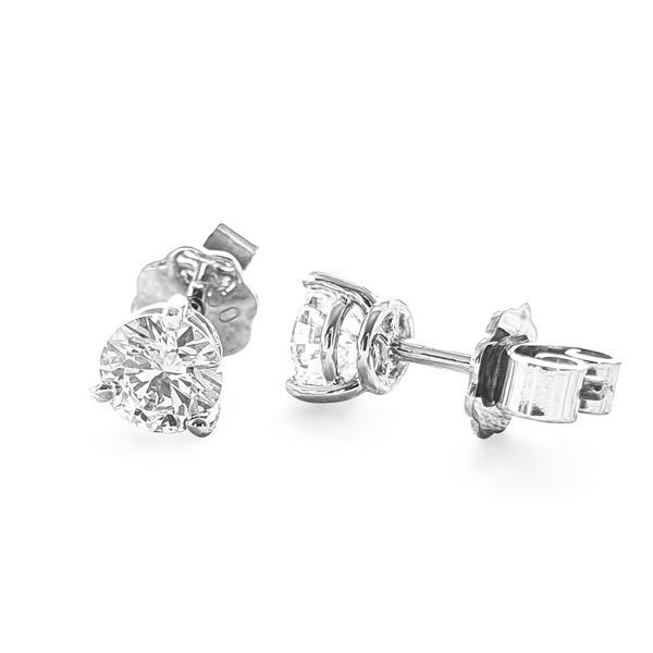 Luxus Diamant Ohrstecker 750 Gold (IF/F) - Weißgold, 3 Krappen, 1,02 ct - lupenrein, echter Brillantschmuck