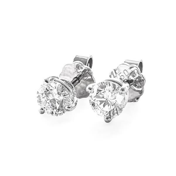 Luxus Diamant Ohrstecker 750 Gold (IF/F) - Weißgold, 3 Krappen, 1,02 ct - lupenrein, echter Brillantschmuck