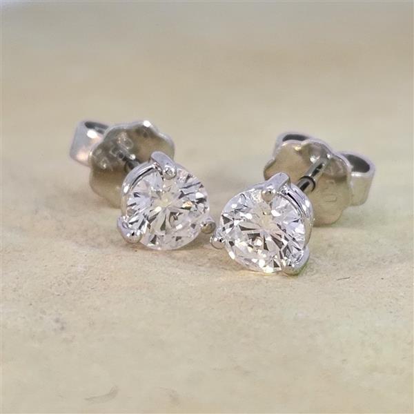 Luxus Diamant Ohrstecker 750 Gold (IF/F) - Weißgold, 3 Krappen, 1,02 ct - lupenrein, echter Brillantschmuck