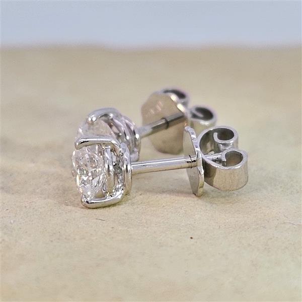 Luxus Diamant Ohrstecker 750 Gold (IF/F) - Weißgold, 3 Krappen, 1,02 ct - lupenrein, echter Brillantschmuck