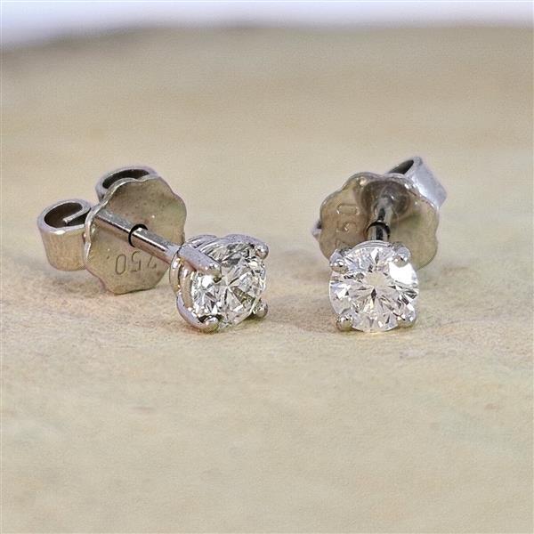 Brillant Diamant Ohrstecker Paar 750/- Weißgold 18 Karat Gold 0,50 Karat G/VS