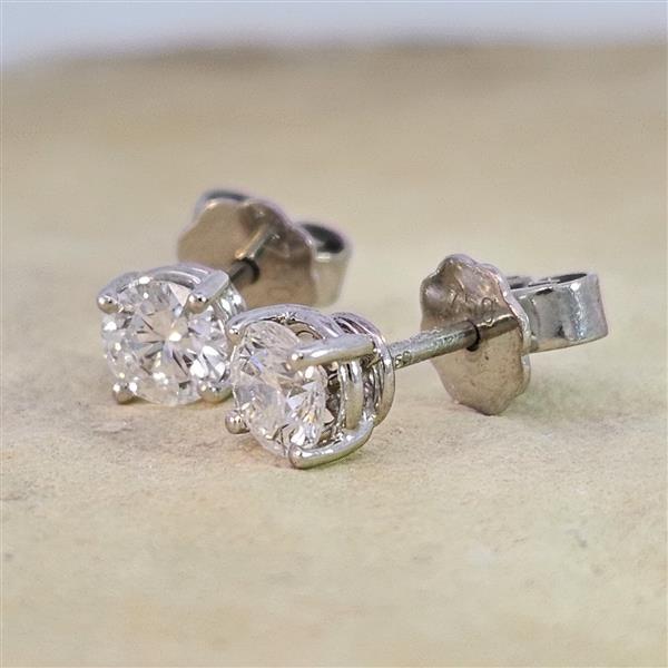 Luxus Diamant Ohrstecker 750 Gold (IF/F) - Weißgold, 4 Krappen, 0,80 ct - lupenrein, echter Brillantschmuck