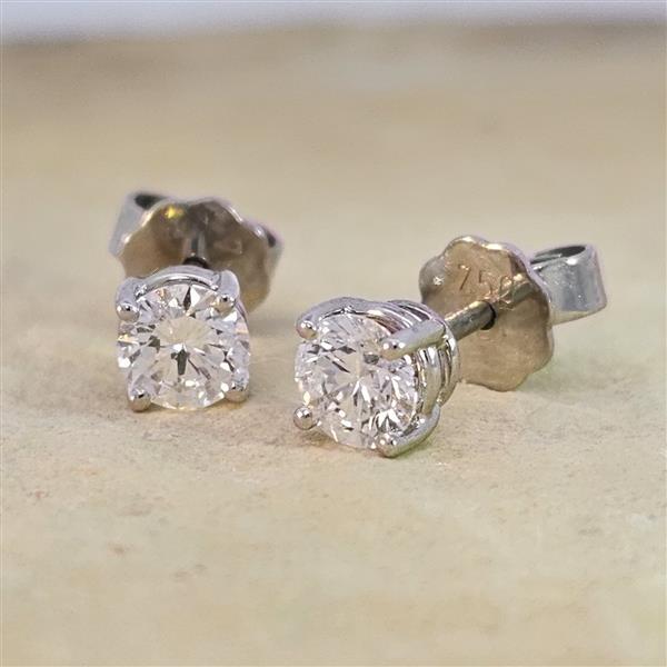 Luxus Diamant Ohrstecker 750 Gold (IF/F) - Weißgold, 4 Krappen, 0,80 ct - lupenrein, echter Brillantschmuck
