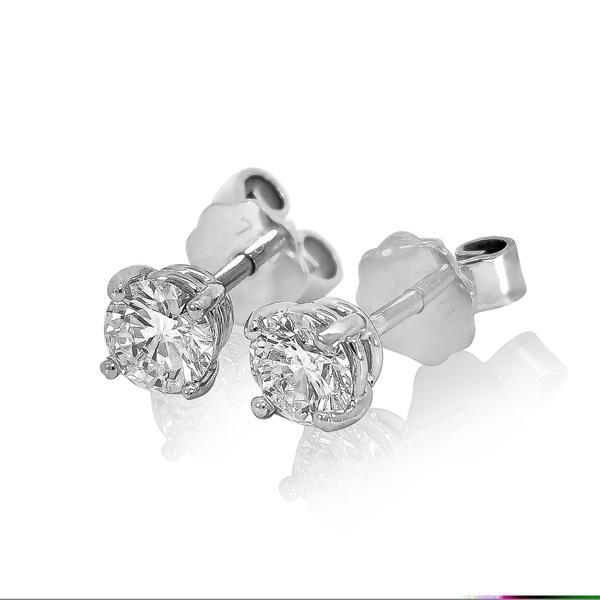 Luxus Diamant Ohrstecker 750 Gold (IF/F) - Weißgold, 4 Krappen, 0,80 ct - lupenrein, echter Brillantschmuck