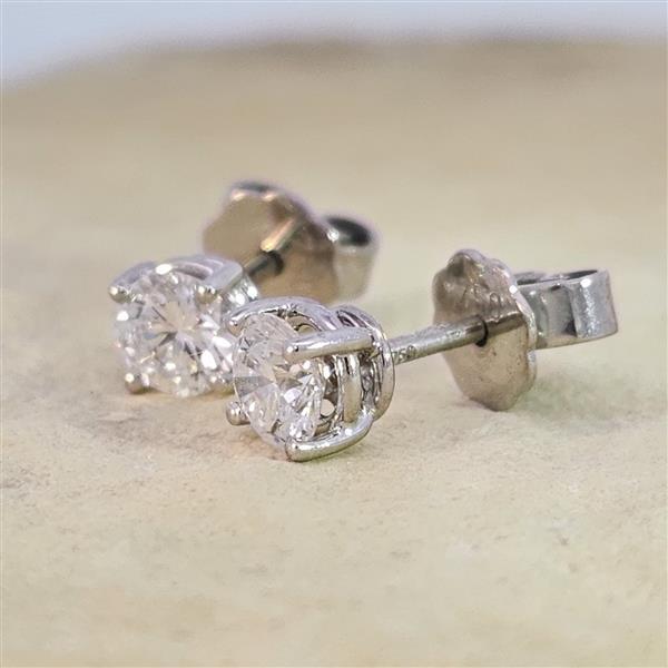 Luxus Diamant Ohrstecker 750 Gold (IF/F) - Weißgold, 4 Krappen, 0,80 ct - lupenrein, echter Brillantschmuck