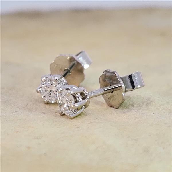 Luxus Diamant Ohrstecker 750 Gold (IF/F) - Weißgold, 6 Krappen, 0,42 ct - lupenrein, echter Brillantschmuck