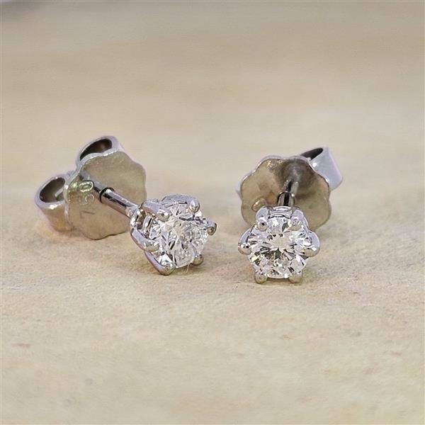 Luxus Diamant Ohrstecker 750 Gold (IF/F) - Weißgold, 6 Krappen, 0,42 ct - lupenrein, echter Brillantschmuck