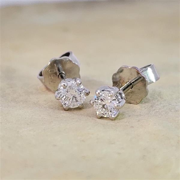 Luxus Diamant Ohrstecker 750 Gold (IF/F) - Weißgold, 6 Krappen, 0,42 ct - lupenrein, echter Brillantschmuck