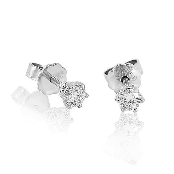 Luxus Diamant Ohrstecker 750 Gold (IF/F) - Weißgold, 6 Krappen, 0,42 ct - lupenrein, echter Brillantschmuck