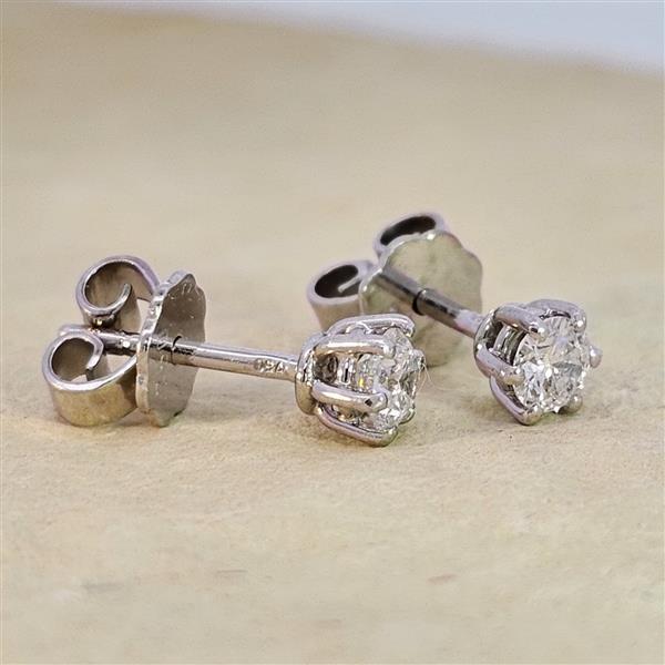 Luxus Diamant Ohrstecker 750 Gold (IF/F) - Weißgold, 6 Krappen, 0,42 ct - lupenrein, echter Brillantschmuck