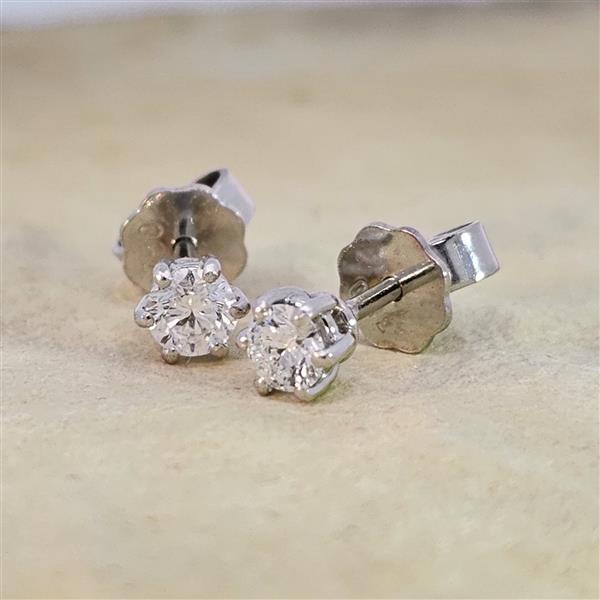 Luxus Diamant Ohrstecker 750 Gold (IF/F) - Weißgold, 6 Krappen, 0,42 ct - lupenrein, echter Brillantschmuck