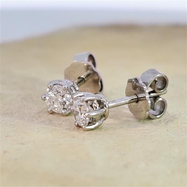 Luxus Diamant Ohrstecker 750 Gold (IF/F) - Weißgold, 6 Krappen, 0,50 ct - lupenrein, echter Brillantschmuck
