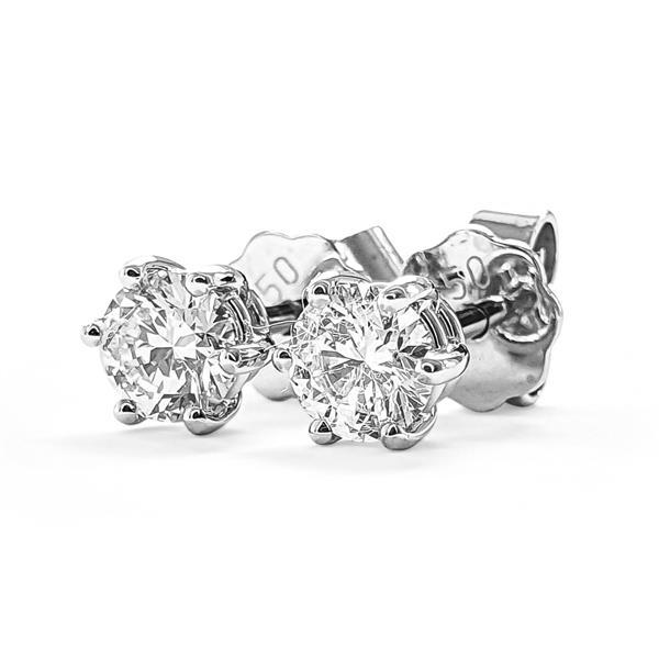 Brillant Diamant Ohrstecker Paar 750/- Weißgold 18 Karat Gold 0,50 Karat G/VS