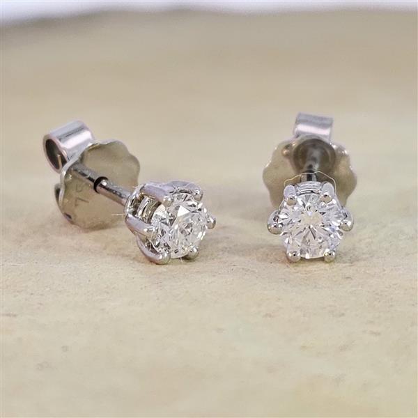 Luxus Diamant Ohrstecker 750 Gold (IF/F) - Weißgold, 6 Krappen, 0,50 ct - lupenrein, echter Brillantschmuck