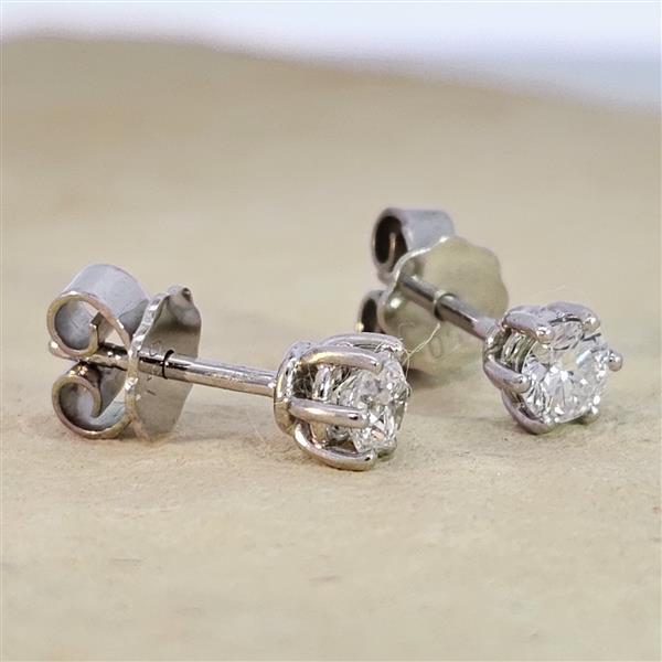 Luxus Diamant Ohrstecker 750 Gold (IF/F) - Weißgold, 6 Krappen, 0,50 ct - lupenrein, echter Brillantschmuck