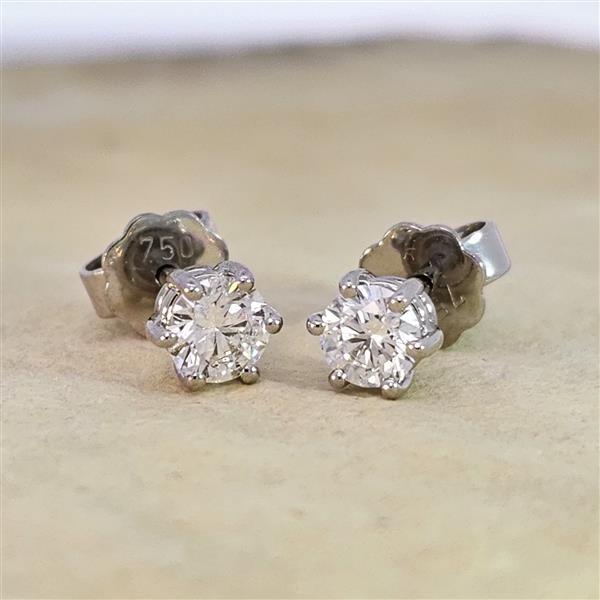 Luxus Diamant Ohrstecker 750 Gold (IF/F) - Weißgold, 6 Krappen, 0,60 ct - lupenrein, echter Brillantschmuck