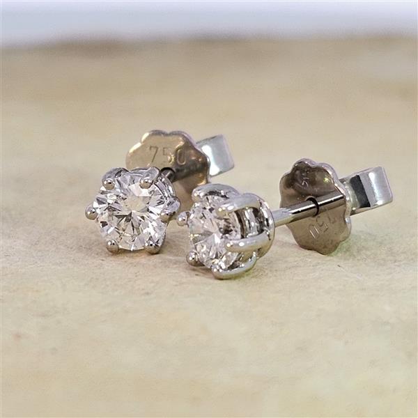 Luxus Diamant Ohrstecker 750 Gold (IF/F) - Weißgold, 6 Krappen, 0,60 ct - lupenrein, echter Brillantschmuck