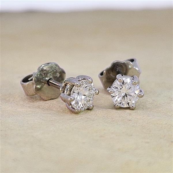 Luxus Diamant Ohrstecker 750 Gold (IF/F) - Weißgold, 6 Krappen, 0,60 ct - lupenrein, echter Brillantschmuck