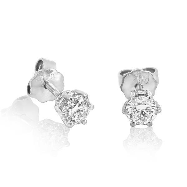 Luxus Diamant Ohrstecker 750 Gold (IF/F) - Weißgold, 6 Krappen, 0,70 ct - lupenrein, echter Brillantschmuck
