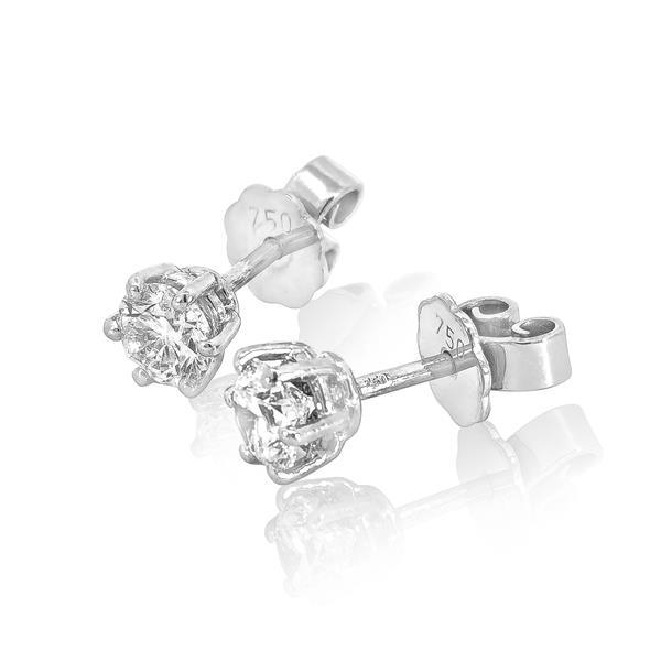 Luxus Diamant Ohrstecker 750 Gold (IF/F) - Weißgold, 6 Krappen, 0,70 ct - lupenrein, echter Brillantschmuck